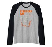 Pêche à l'achigan Fish Fear Me Vintage Boys Funny Fishing Manche Raglan