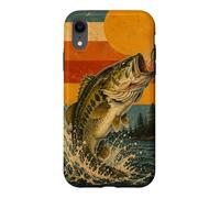 Pêche à l'achigan rétro à Grande Bouche Vintage au Coucher du Soleil Coque pour iPhone XR