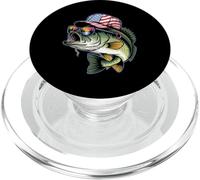 Pêche amusante du 4 juillet - pêcheur patriotique bar poisson PopSockets PopGrip pour MagSafe
