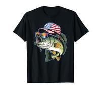 Pêche amusante du 4 juillet - pêcheur patriotique bar poisson T-Shirt