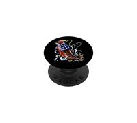 Pêche au Bar Poisson Drapeau américain Papa père 4 Juillet PopSockets PopGrip Adhésif