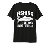 Pêche au Saumon Living The Dream Pêche au Saumon T-Shirt Haut de Gamme