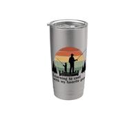 Pêche avec papa rétro coucher de soleil apprenant à lancer cadeau Gobelet isotherme en acier inoxydable double paroi