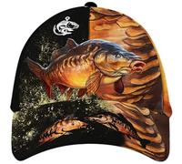 Pêche Carpe Sparkling Glitter Merveilleux Imprimé en 3D Homme Femme Casquette Trucker Respirant Casquette Hip Hop Vintage Strapback Cap Trucker Cap pour Golf Adulte Camping
