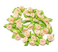 Pêche clair 15 mm Mini Rose en ruban satiné Rose Buds Craft décoratifs Craft Fleurs, pêche, 15mm x 25mm