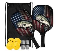 Pêche Drapeau USA Fisherman Spin Pickleball Paddle | ensemble de palas de pickleball pour adultes hommes femmes
