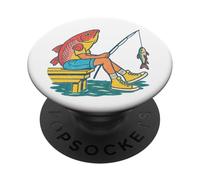 Pêche drôle, Humour de pêcheur Bizarre tête de Poisson pour Homme PopSockets PopGrip Adhésif