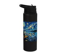 Pêche et nuit lumineuse sur les eaux calmes Stainless Steel Insulated Water Bottle