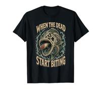 Pêche hantée Lorsque Les Morts commencent à Mordre Un Poisson d'horreur T-Shirt Graphique avec Valeur
