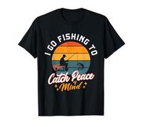 Pêche pour Attraper la tranquillité d'esprit, Design rétro Coucher de Soleil T-Shirt