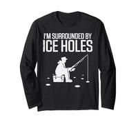 Pêche sur Glace Im Entouré Trous Drôle Pêcheur Homme Femme Manche Longue