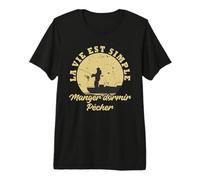 Pêche Vie Est Simple Manger Dormir Pêcher Pêcheur Humour T-Shirt Haut de Gamme