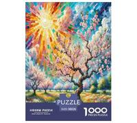 Pêcher en Fleurs Puzzle 1000 Pieces Cadeau Unique Jeu ÉduChatif Challenge Toy À De Qualité Supérieure Peinture Art pour Adultes Enfants 38x26cm/1000pcs