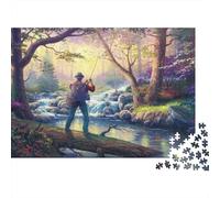 Pêcheur dans la forêt 1000 Pièce Papier Écologique Puzzle Premium Amants De Famille Soulagement du Stress Cadeaux Pack De Valeur 70x50cm/1000pcs