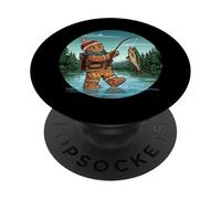 Pêcheur en Pain d'épice Vacances Hiver Catch Noël PopSockets PopGrip Adhésif