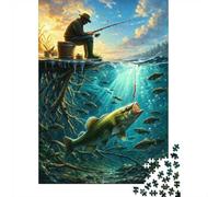 Pêcheur Homme Poisson Puzzle, 1000 Pièces Jeu Intérieur Adulte | 38x26cm Carton, Exercice Mental, Assemblage Facile, Amateurs De Puzzles, Réduction Du Stress