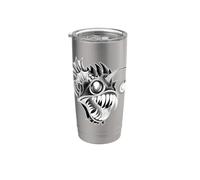 Pêcheur : Sea Devil of the Sea Blackwork Gobelet isotherme en acier inoxydable double paroi