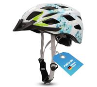 Fischer Bikes Casque de vélo Urban Flowers Adultes Bleu/Blanc/Vert S/M