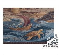 Pêcheurs de Perles et Tortues Marines : Contes Populaires Cadeau Unique Décoration Intérieure Jeu Éducatif Challenge Toy Adultes & Enfants des 14 Ans 70x50cm/1000pcs