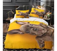 Pechiwuo Housse de Couette 220x240 cm 3D Bouledogue Français Parure de Lit Jaune 220 x 240 cm 2 Personnes Literie Set Microfibre Sets de Housse Couette + 2 Taies d'oreiller 65x65 cm R2109