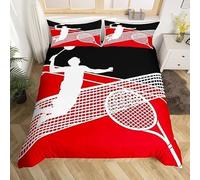 Pechiwuo Housse de Couette 220x240 cm 3D Tennis, Parure de Lit 220x240 cm Raquette de Tennis 2 Personnes Hiver Microfibre Imprimée Sets de Housse Couette + 2 Taies d'oreiller 65x65 cm t1754