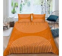 Pechiwuo Housse de Couette 3D Lignes Oranges, Parure de Lit 240 x 260 cm Géométrie 2 Personnes Hiver Microfibre Imprimée Housse Couette 240 x 260 cm + 2 Taies d'oreiller 65x65 cm U600