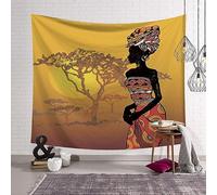 Pechiwuo Tenture Murale Afrique Tapisserie Murales 150 x 230 cm Femmes Tapisseries Tenture Murale 3D Tribu Grande Tapisserie Pour Salon Chambre B516