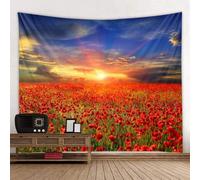 Pechiwuo Tenture Murale Coquelicot Tapisserie Murales 150 x 200 cm Rouge 3D Tapisseries Tenture Murale Coquelicot Grande Tapisserie Pour Salon Chambre F1235