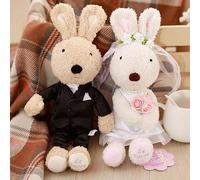 PECLO 30-60 cm Mariage Lapin Lapins poupées Doux Couple Peluche Jouet Animaux en Peluche Jouets pour Enfants Filles Cadeau de Mariage Petite Amie 45 cm 2