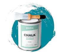 PECTRO Chalk Paint Peinture à plâtre 750 ml + Pinceau Pack - Peinture sans poncer - Chalk Paint Blanche et couleurs pour bois Efecto poudre (bleu verdâtre)