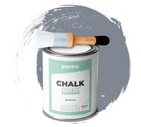 PECTRO Chalk Paint Peinture à plâtre 750 ml + Pinceau Pack - Peinture sans poncer - Chalk Paint Blanche et couleurs pour bois Ephetto poudre (gris bleu)