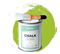 PECTRO Chalk Paint Peinture Craie 750ml + Brosse en Bois spéciale Pack - Peinture à la Craie pour Meuble Bois - Deco Maison et Deco vintage - Peinture Meuble Bois Effet Craie (Citron Vert)