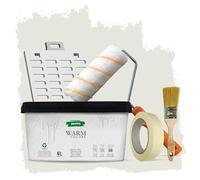 PECTRO Peinture Une Couche 4L (6,3kg) Kit Rouleau, pinceau, grille et ruban - Peinture Mur et Plafond Interieur Couleurs Chaudes - Ultra Couvrante et Lessivable, finition Mate