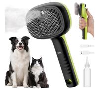 pecute Brosse Vapeur Chat, Brosse Vapeur Chien Autonettoyante, Brosses Vaporisateur Chat Chien, Efficace pour Poils Long et Court, 2 Mode de pulvérisation Ne Chauffe Pas, Vert, Petite, Moyenne Taille