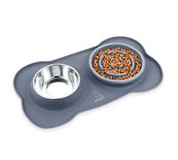 Pecute Gamelle Anti Glouton pour Chien avec Tapis Anti-Débordement en Silicone - Bol d'alimentation Lente et Saine, Favorise la Digestion et Réduit Les Risques de Vomissements, Pieds Antidérapants M