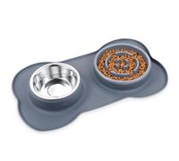 Pecute Gamelle Anti Glouton pour Chien avec Tapis Anti-Débordement en Silicone - Bol d'alimentation Lente et Saine, Favorise la Digestion et Réduit Les Risques de Vomissements, Pieds Antidérapants L