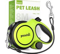 PECUTE Instant-Control Series Laisse de chien extensible 8 m avec corde en acier et distributeur de sacs à déjections canines - Vert