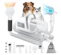 Pecute Kit de Toilettage Tout-en-Un pour Animaux - Pulseur Silencieux 1100W, Tondeuse et Aspirateur pour Chien et Chat, Réglage Automatique, 7 Accessoires de Beauté, Capacité 1,7L