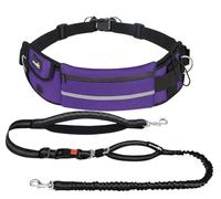 Pecute Laisse Canicross Chien, Harnais Ceinture pour Chien sans Les Mains, Laisse Réfléchissante Anti-Fuite avec Ceinture Lombaire Réglable, Harnais de Promenade Sécuritaire pour Moyens/Grands Chiens