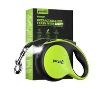 Pecute Laisse Chien Enrouleur 5m, avec Lampe LED Rechargeable，Laisses Rétractables pour Chiens(Jusqu'à 30Kg), avec Un Boutton S'arrêter Bloquer, Ruban en Nylon avec Coutures Réfléchissantes