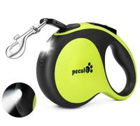 Pecute Laisse Chien Enrouleur 8m, avec Lampe LED Rechargeable，Laisses Rétractables pour Chiens(Jusqu'à 50Kg), avec Un Boutton S'arrêter Bloquer, Ruban en Nylon avec Coutures Réfléchissantes