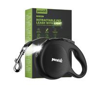 Pecute Laisse Chien Enrouleur 8m, avec Lampe LED Rechargeable，Laisses Rétractables pour Chiens(Jusqu'à 50Kg), avec Un Boutton S'arrêter Bloquer, Ruban en Nylon avec Coutures Réfléchissantes