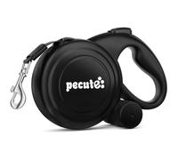 pecute Laisse rétractable pour Chien avec Support de Sac à déjections Canines, 10 m / 32ft, avec 360 °, Anti-nœuds, poignée antidérapante et Bouton de Frein Rapide, Convient pour Les Chiens pesant