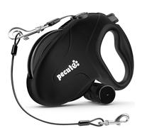 Pecute Laisse rétractable pour Chien avec Support pour Sac à déjections Canines, Anti-Mastication avec Extension à 360°, poignée antidérapante et Bouton de Frein Rapide, Convient pour Les Chiens