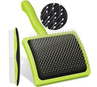 Pecute Professionnel Brosse Chat Poil Long/Court, Autonettoyante Brosse Chien avec Tampon Perméable à L'air, Eliminer Efficacement des Tomentose sous-Poil Tangles, Longueur de l'aiguille 15 mm, L