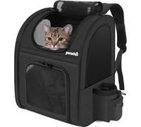 Pecute Sac à Dos Chat Petit Chien Design Classique, Respirant, avec Matelas en Peluche Amovible, pour Voyage/Transport en Train/Voiture/Restaurant/Avion