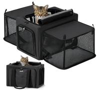 Pecute Sac de Transport Extensible pour Chat, Zone Cachée Respirante,Noir | Maille respirante, zone cachée anti-stress, structure extra stable, souple & pliable, parfait pour voyage, camping, sorties