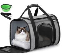 Pecute Sac de Transport pour Chat, Caisse de Transport Chat et Chien avec Coussin Doux, Sac Portable ou Sac à Bandoulière en Tissu pour Un Transport Confortable, Sac Pliable pour Les Voyages Avion