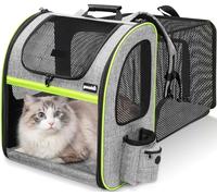 Pecute Sac Transport Chat Chiots Extensible Sac Dos pour Chien Petit Animal avec Matelas en Peluche Amovible, Filet Respirant, Spacieux, Pliable, pour Voyage en Train/Voiture/Restaurant