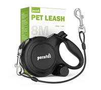 Pecute Série Instant-Control Laisse pour chien rétractable 8 m avec câble en acier anti-morsure 50 cm et distributeur de sacs à déjections - Noir